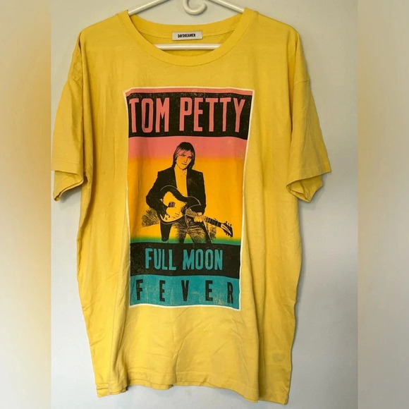 NWT daydreamer Tom Petty Full Moon Fever yellow oversized T sz small - Picture 3 of 5